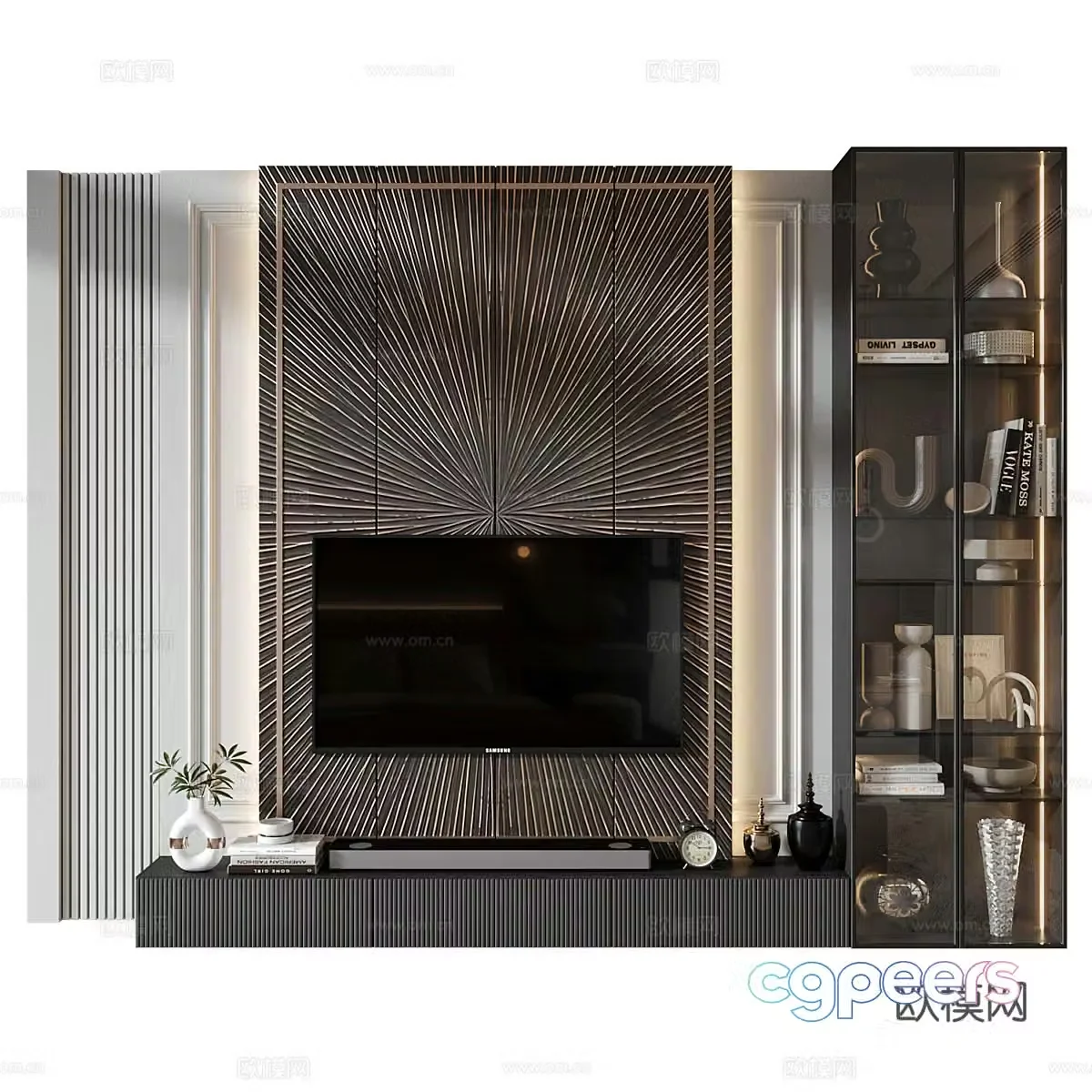 Modern light luxury TV background wall 3d model
