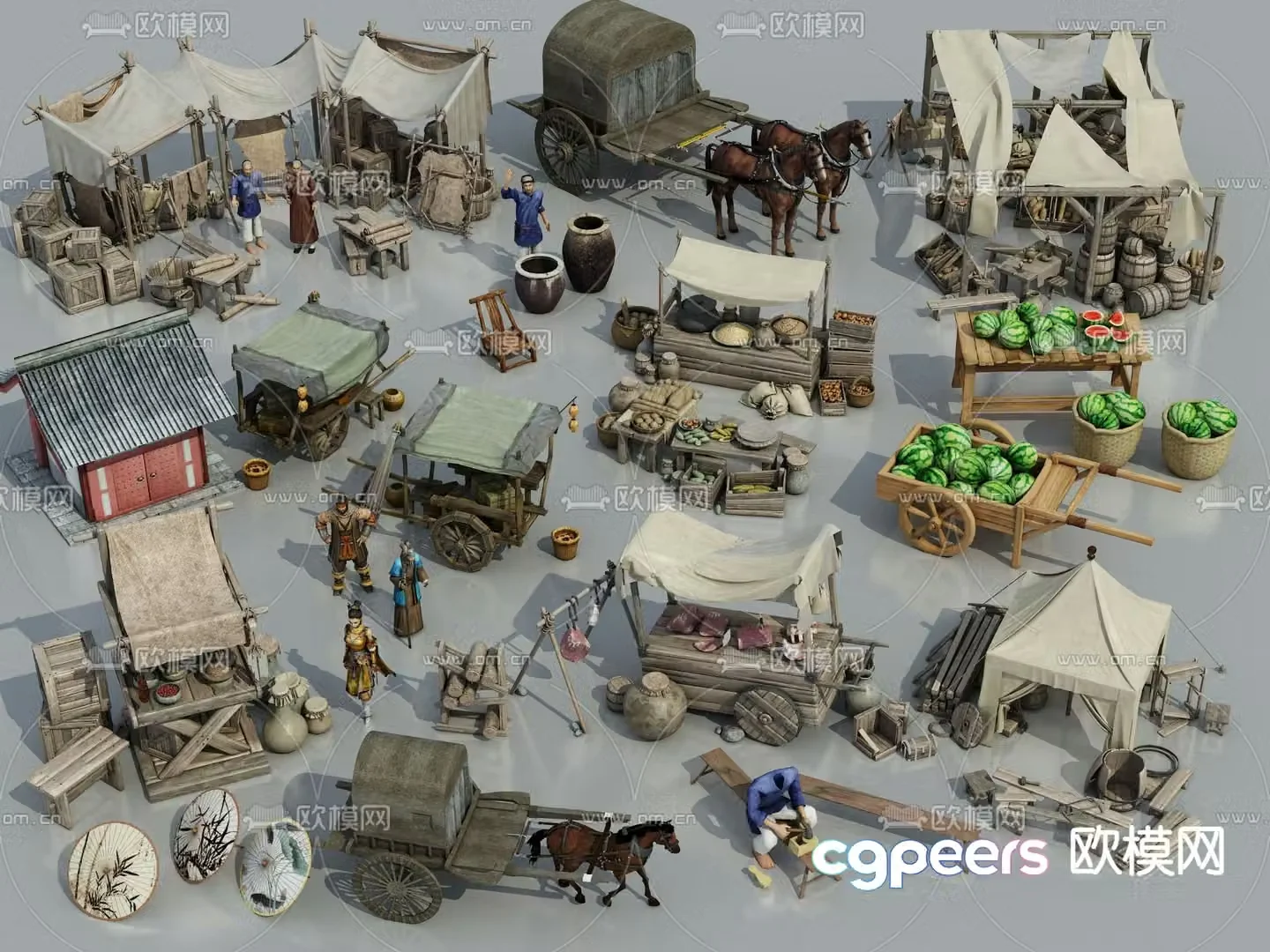 3D model of ancient commercial street sketches