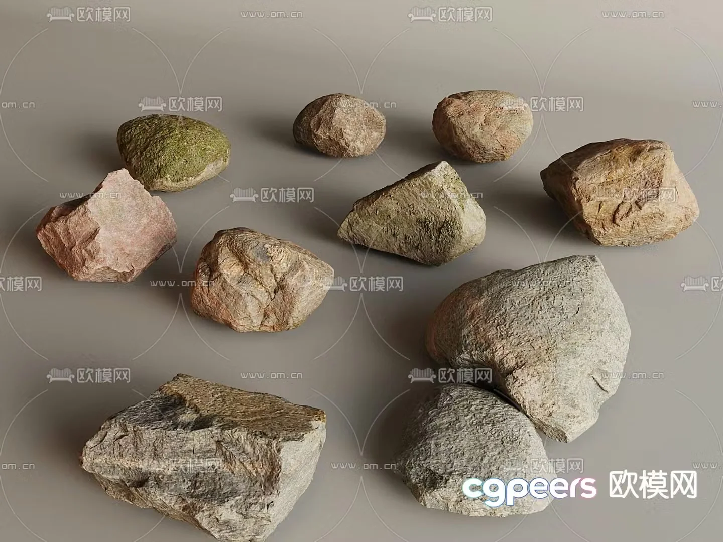 Courtyard landscape stones paving stones rocks 3D model