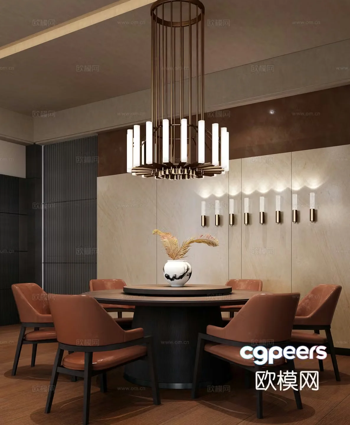 Modern Chinese restaurant private room 3D model