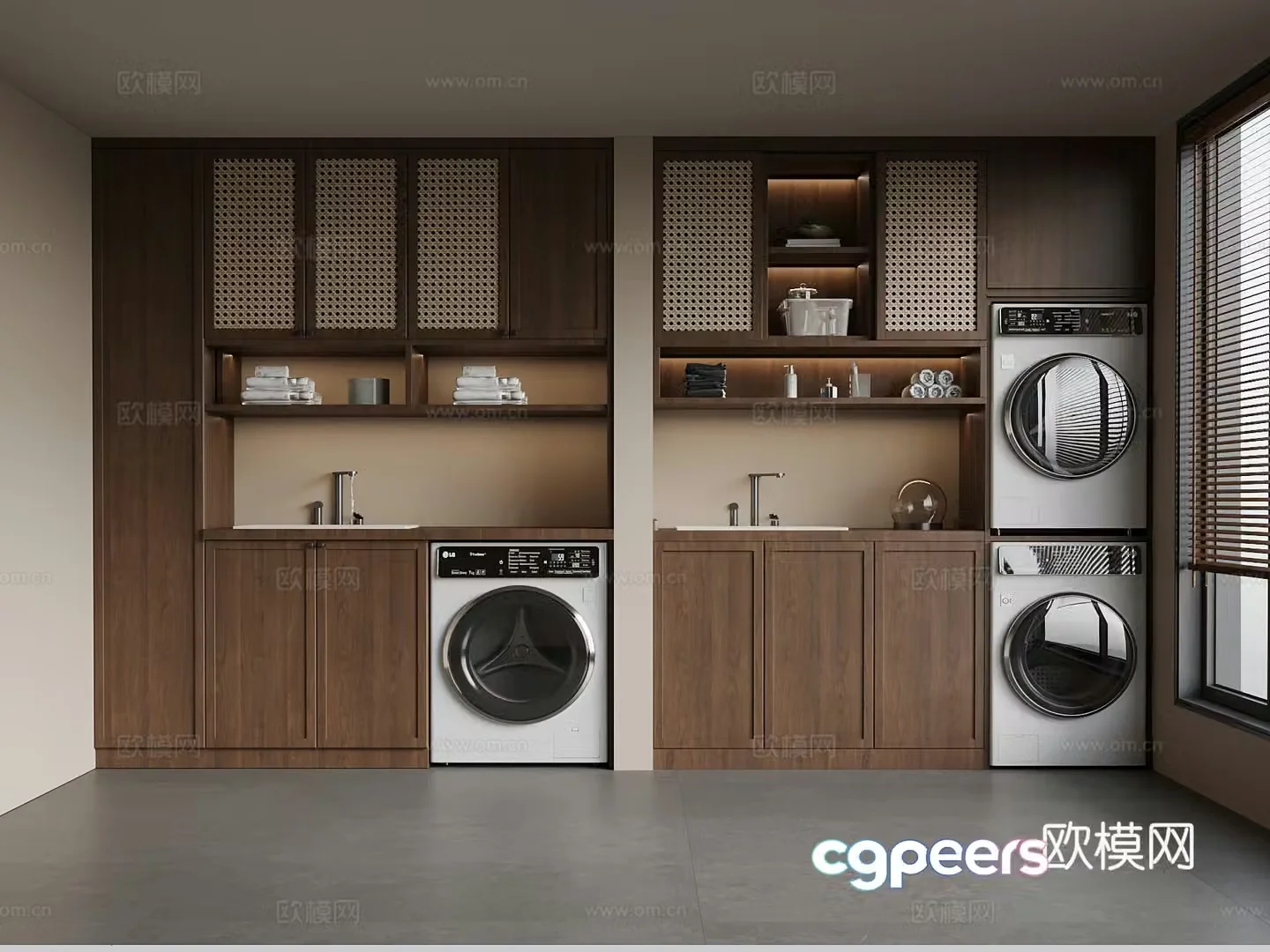 Laundry room medieval style laundry room washing cabinet washing machine 3d model