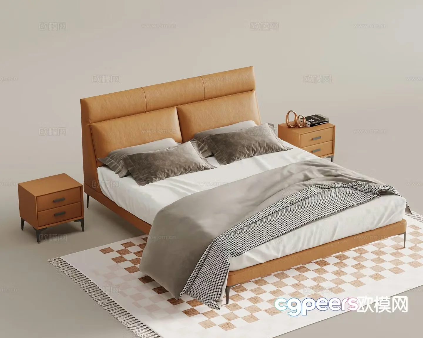 Modern double bed 3d model