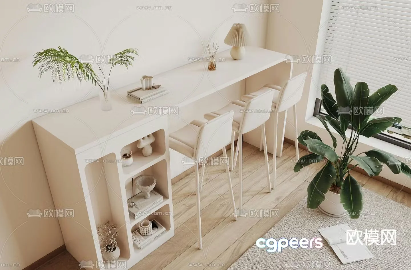 Modern bar side cabinet table 3d model