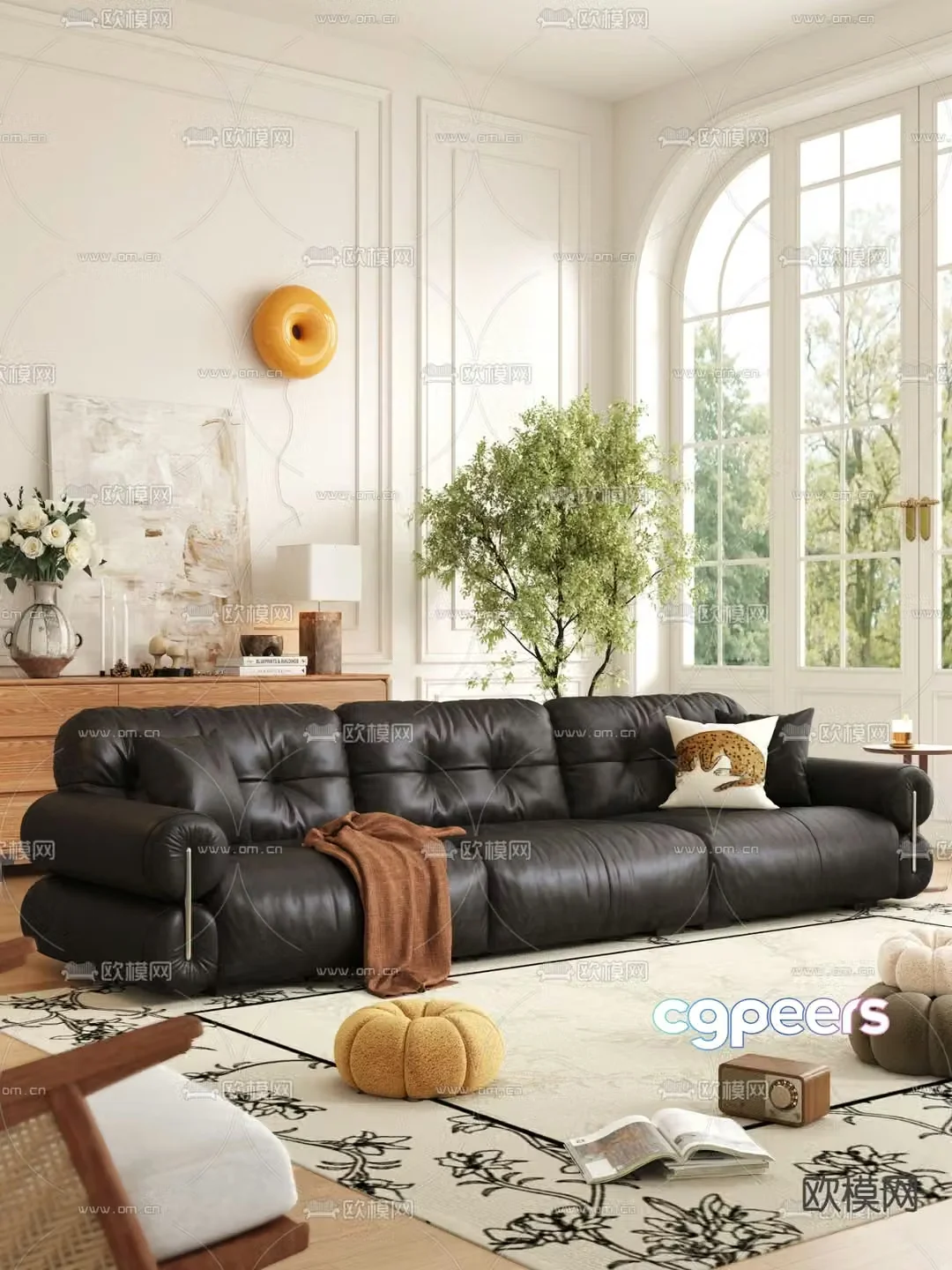 Medieval style sofa three person sofa 3d model