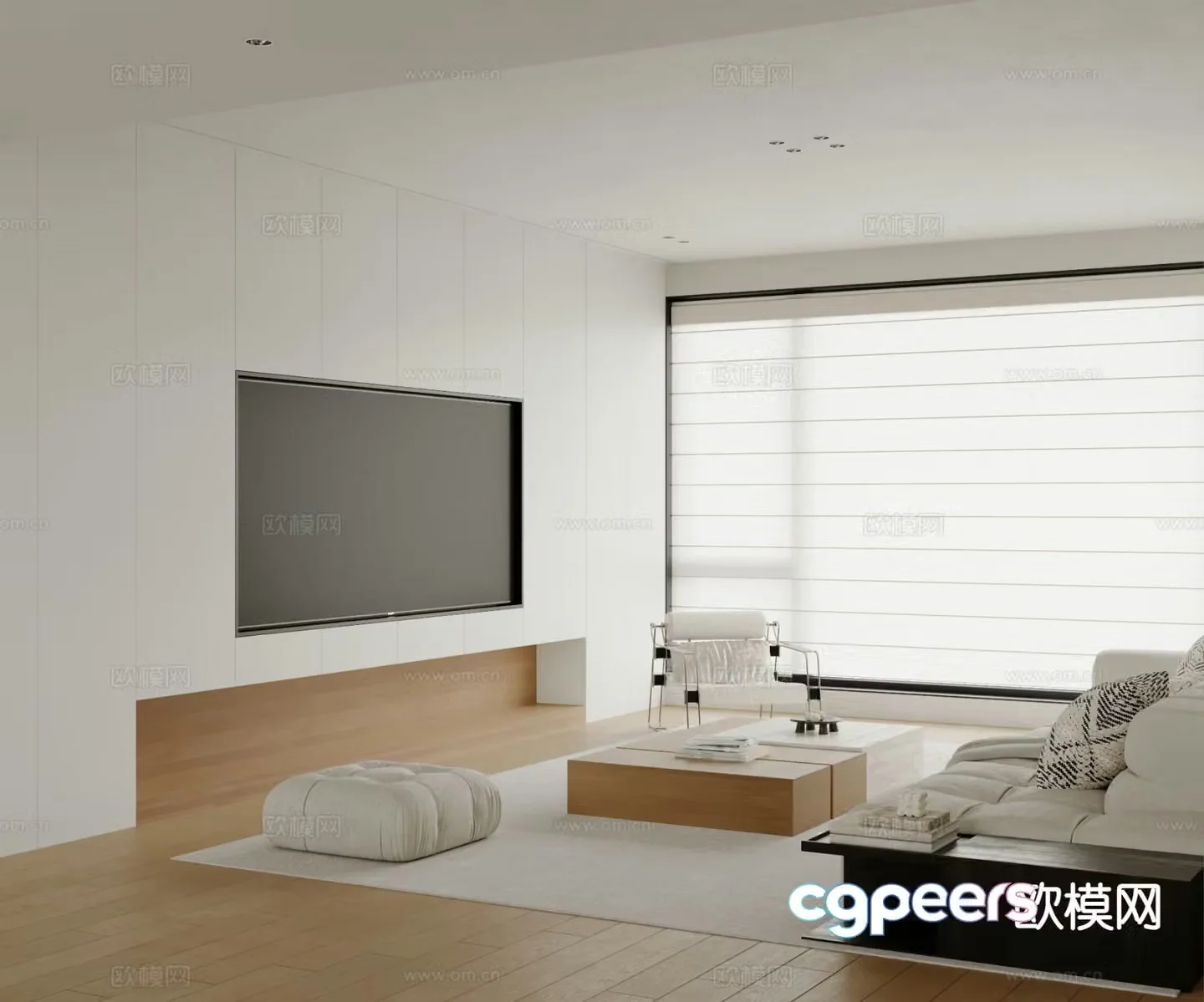 Modern minimalist living room 3d model