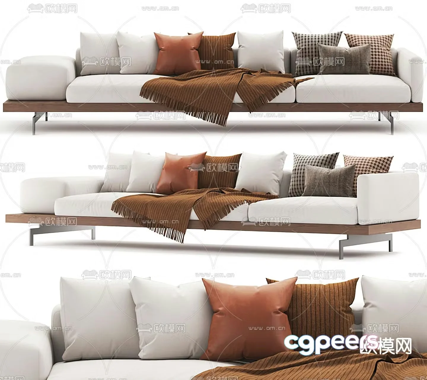 B&B italia modern fabric multi-seater sofa 3d model