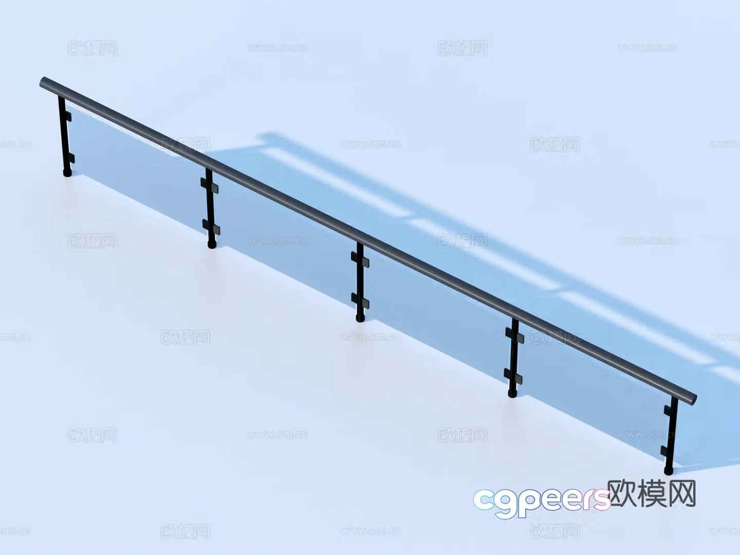 Glass Rail Handrail Fence Guardrail Railing 3d Model
