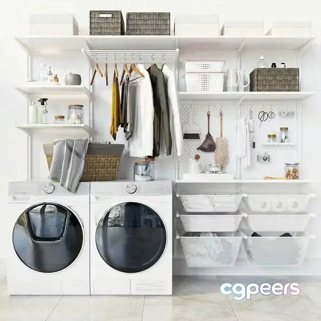 3ds Max Free – IKEA wall module Algot 13 ikea BOAXEL washing machine