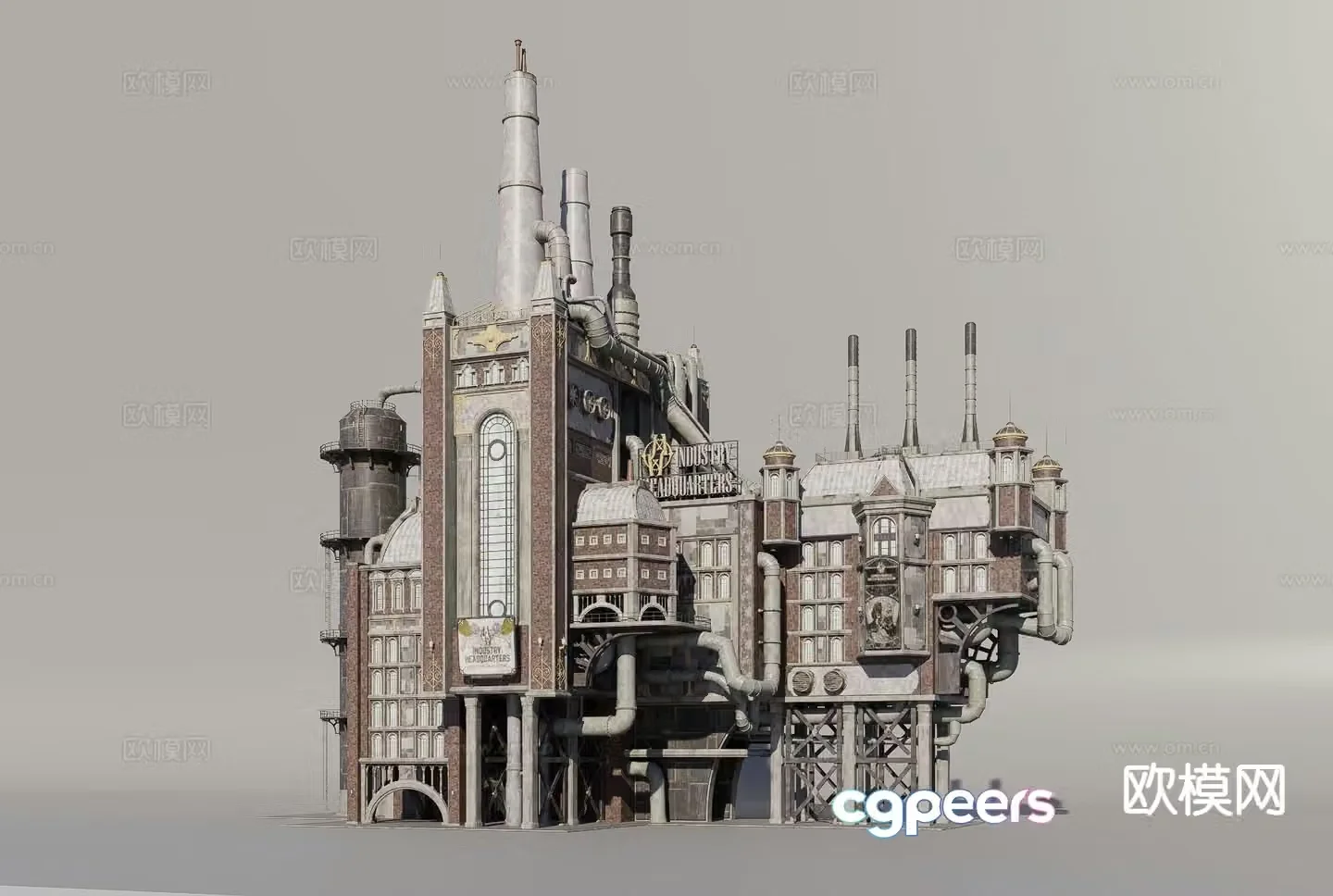 Steampunk residential building 3d model
