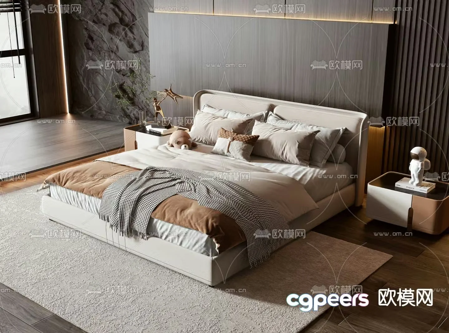 Modern double bed 3d model