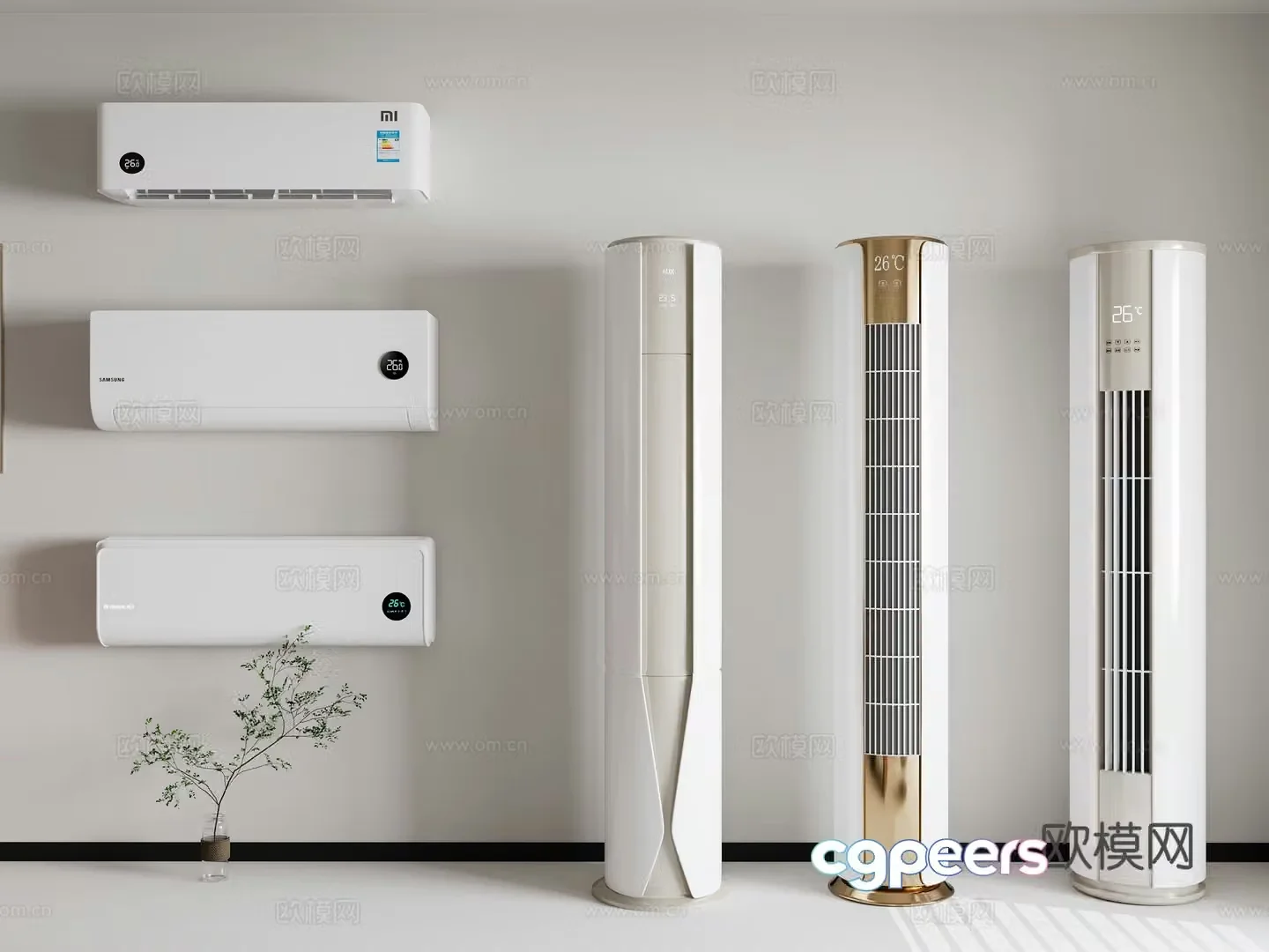 Modern air conditioner Vertical air conditioner Wall-mounted air conditioner 3D model