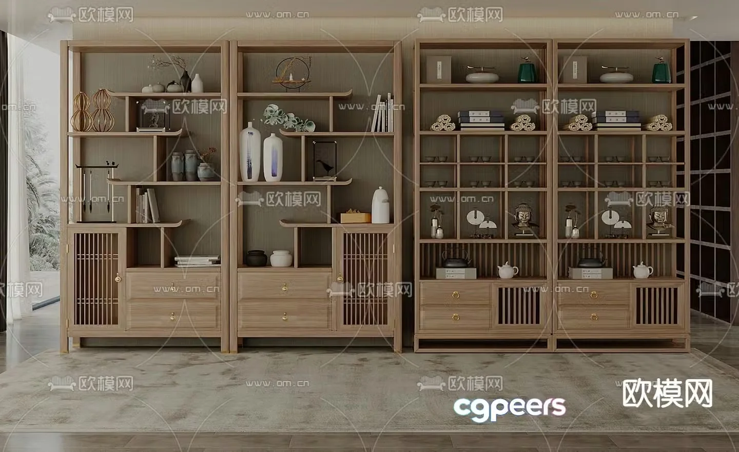 Chinese style decorative cabinet Bogu rack storage rack 3D model