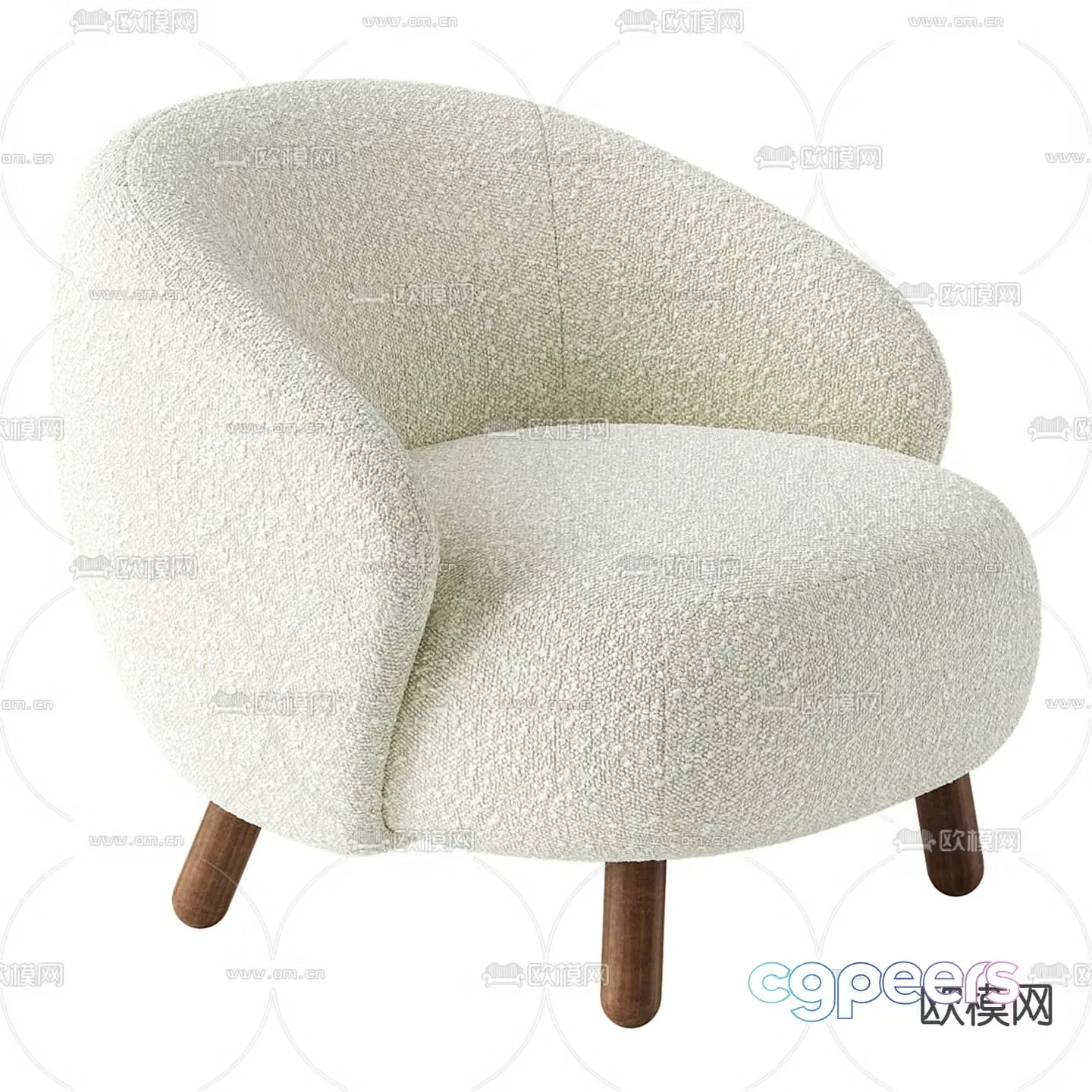 European style fabric leisure chair chair 3d model