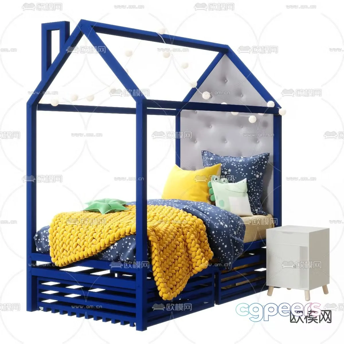 Nordic solid wood children’s bed 3d model