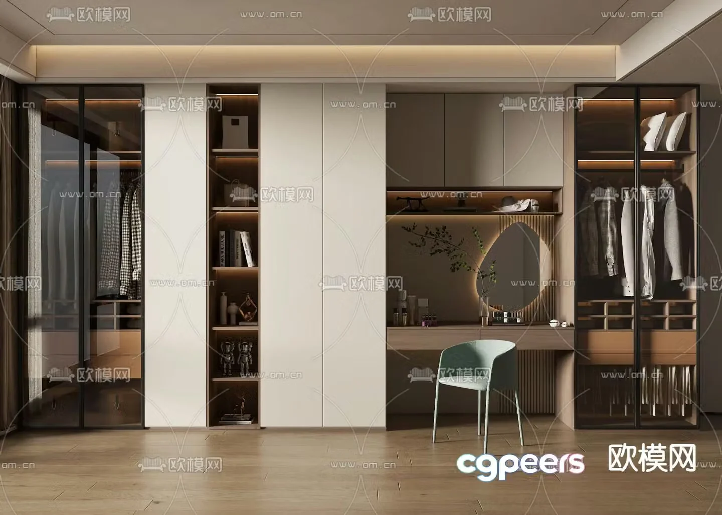 Modern wardrobe dresser integrated cabinet 3d model