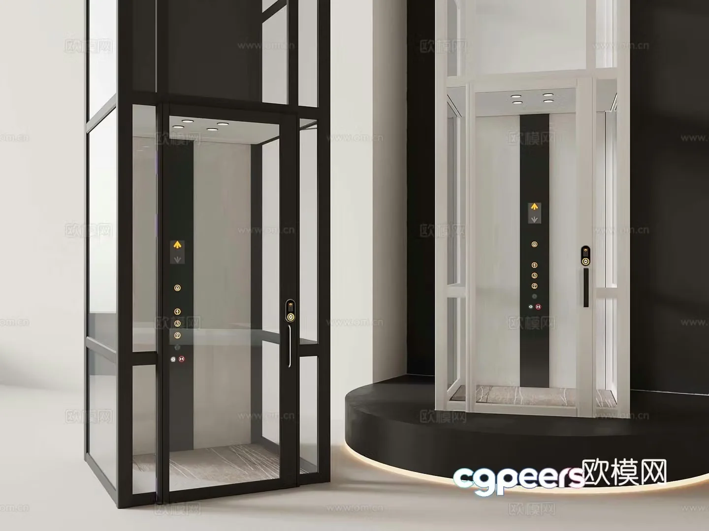 Modern elevator sightseeing elevator glass elevator 3d model