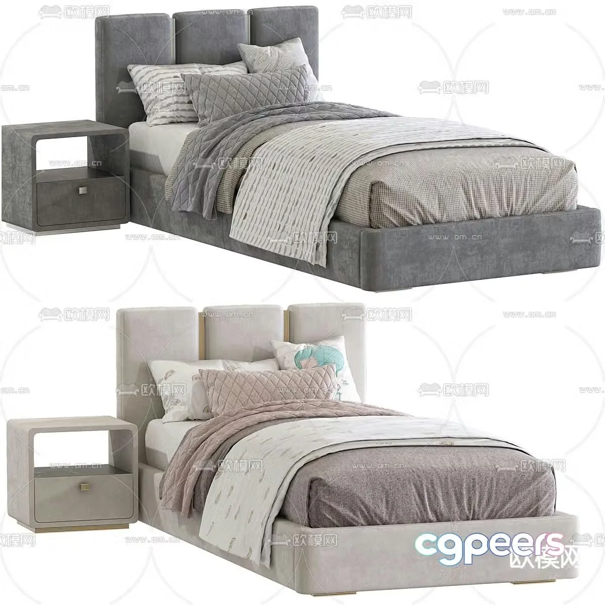 Modern single bed children’s bed 3d model