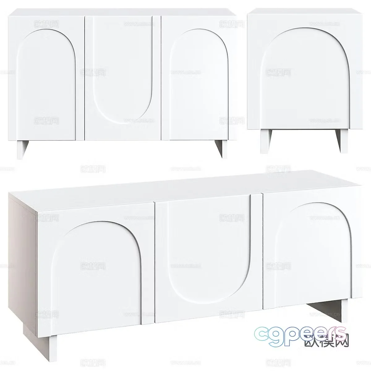Modern creamy air TV cabinet 3d model