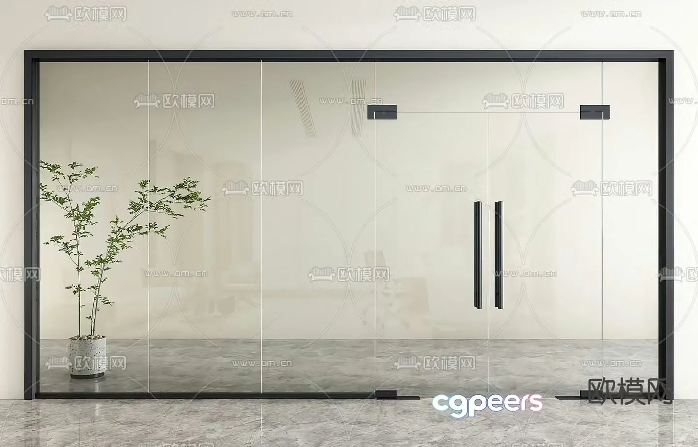 Modern glass door 3d model