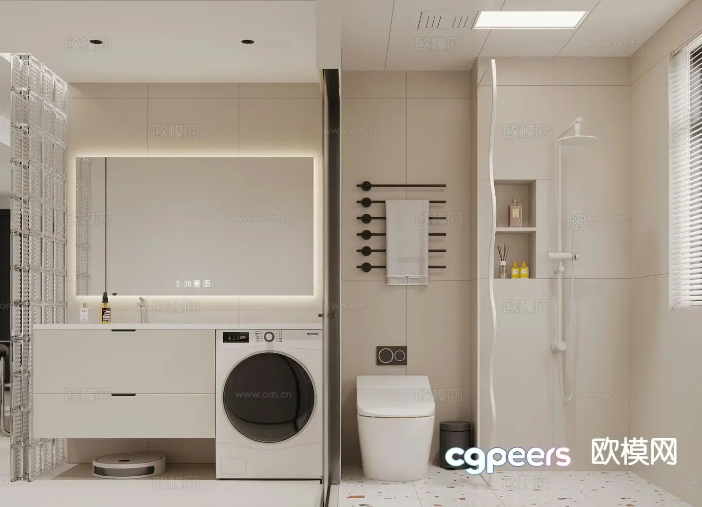 Cream style bathroom bathroom 3d model