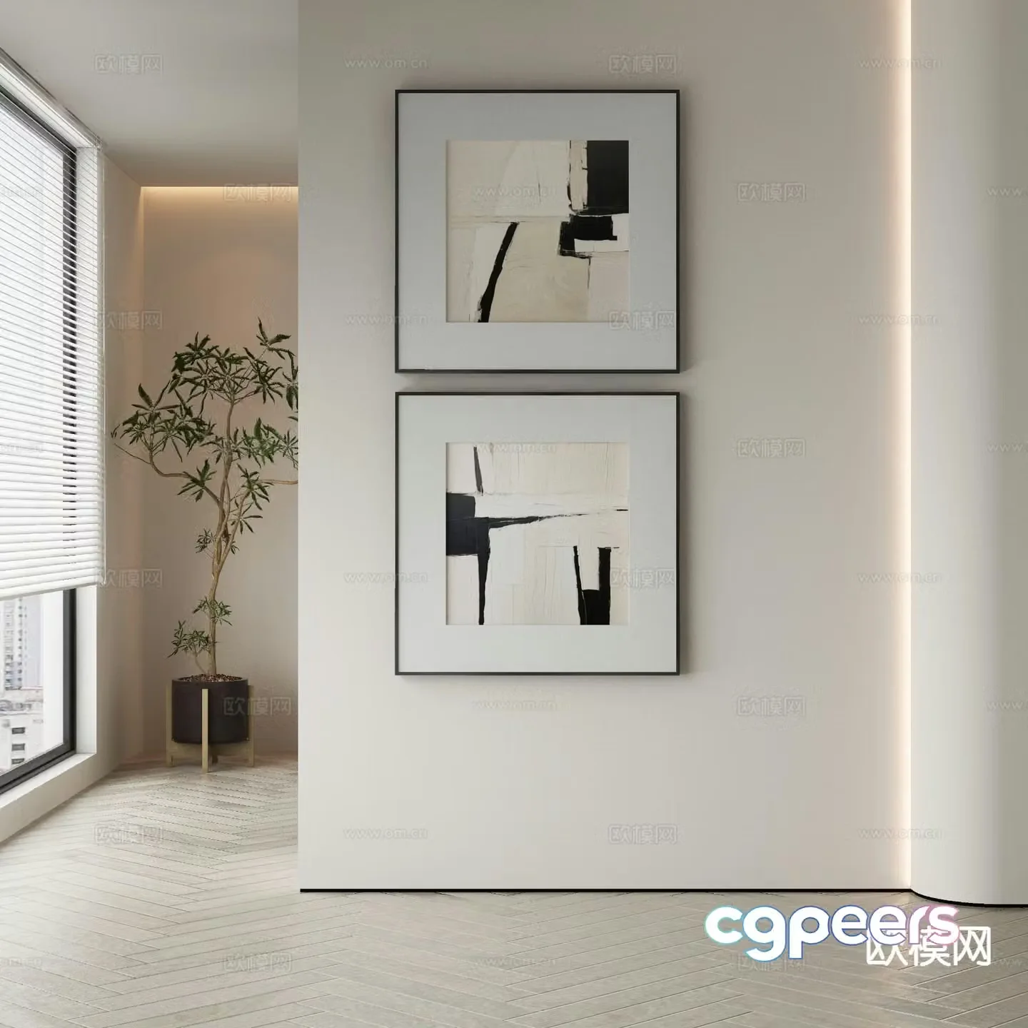 Wabi-sabi painting texture painting decorative painting hanging painting 3D model