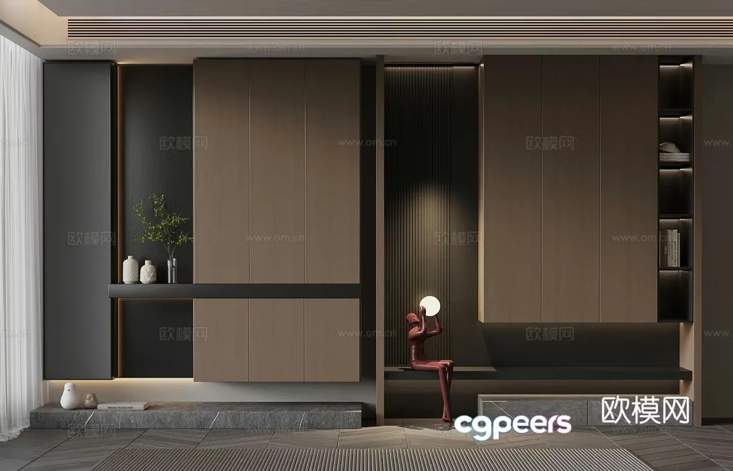 Shoe cabinet Italian minimalist porch shoe cabinet 3D model