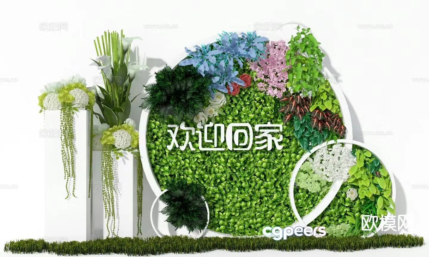 3D model of community housing landscape wall beautiful display wall