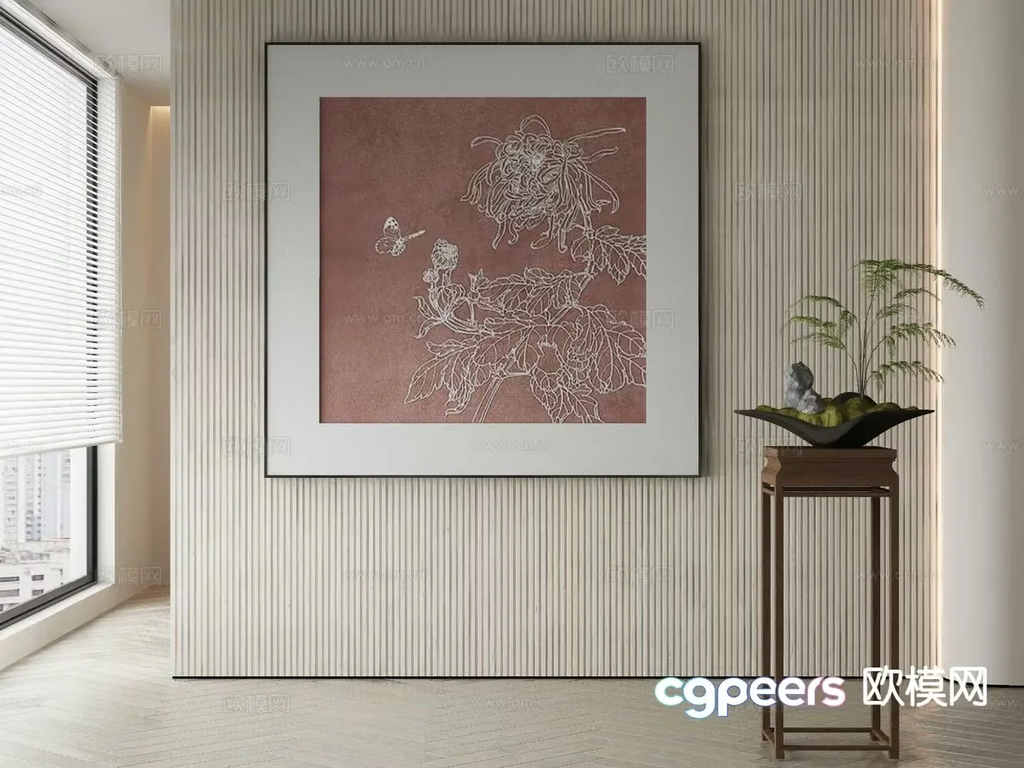 New Chinese style decorative painting flower hanging painting flower and bird painting 3D model