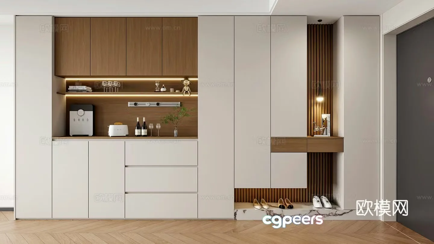 Entrance shoe cabinet 3D model of entrance shoe cabinet