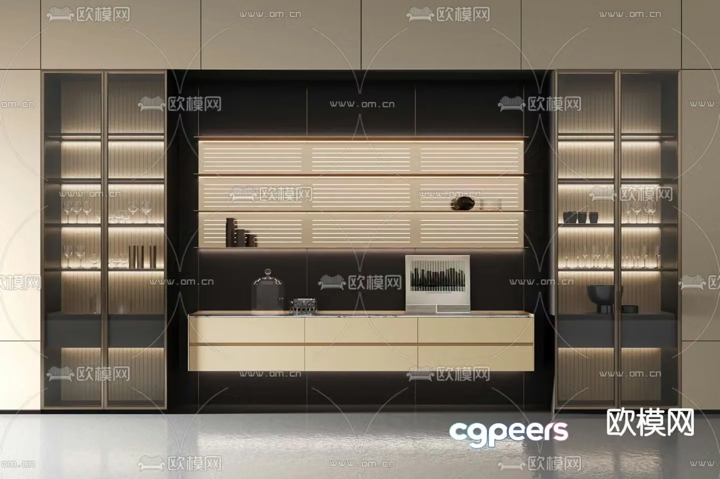 Modern wine cabinet 3d model