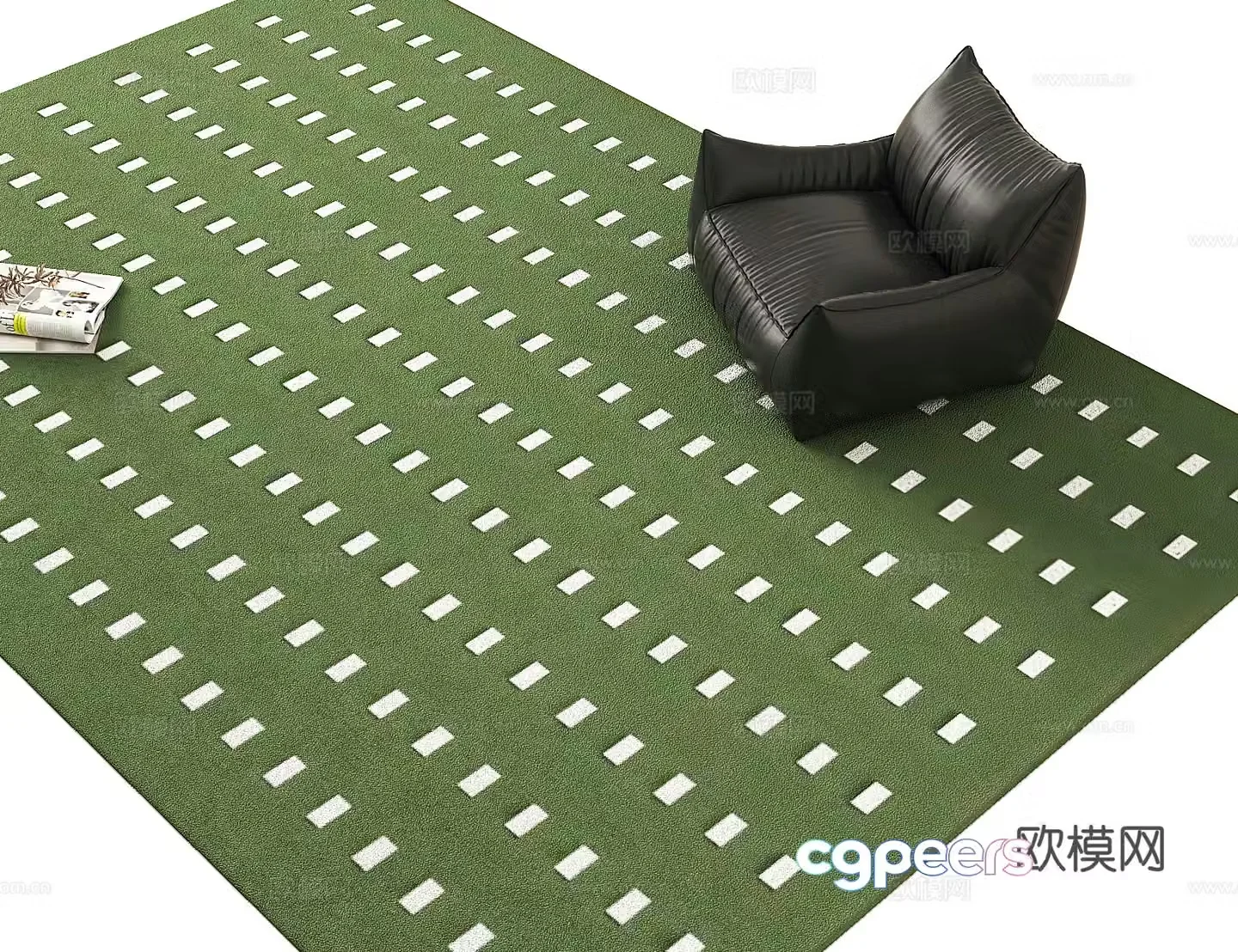 Middle-aged dark green carpet Living room carpet Bedroom carpet 3d model