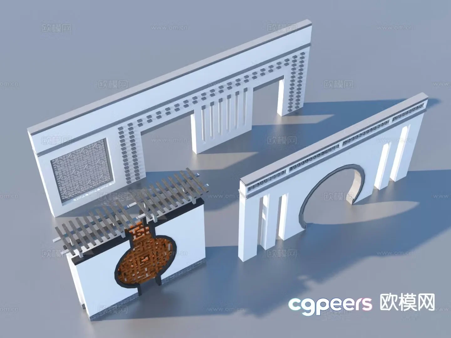 Chinese style moon cave wall landscape wall courtyard wall 3d model