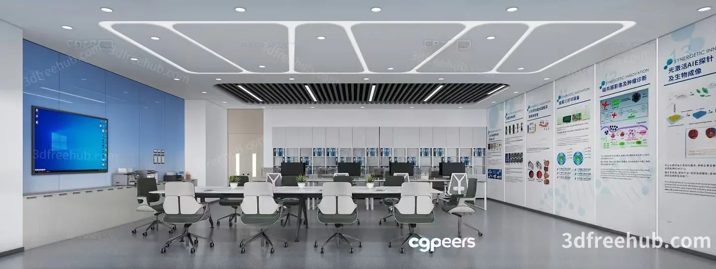 Modern Office Space 3D Model – 21305 – VRAY Render