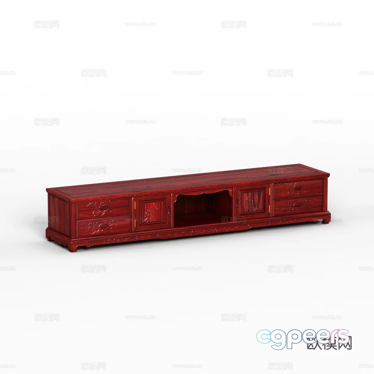 Chinese TV cabinet carved cabinet door solid wood mahogany 3D model