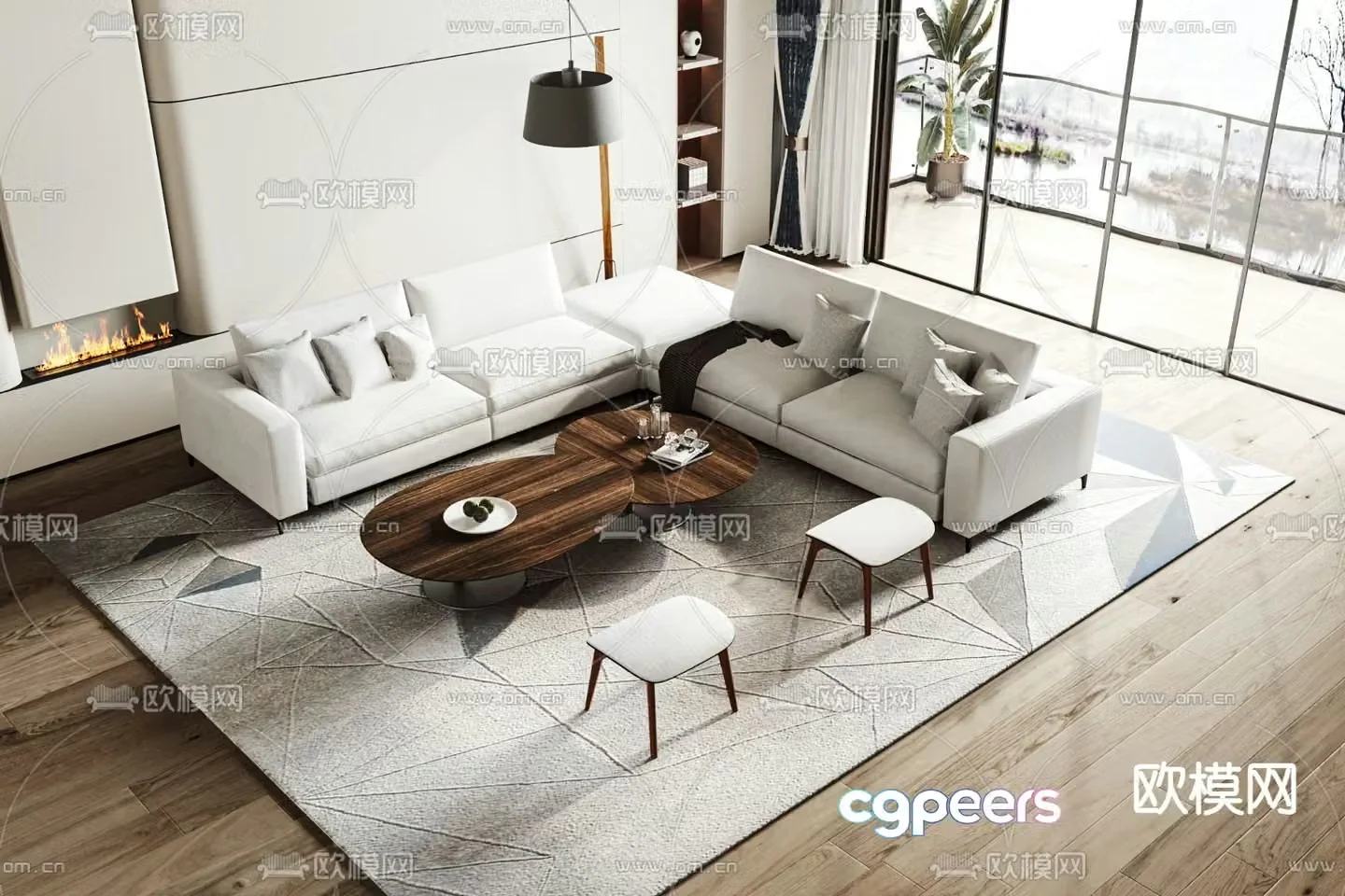 Modern sectional sofa 3d model