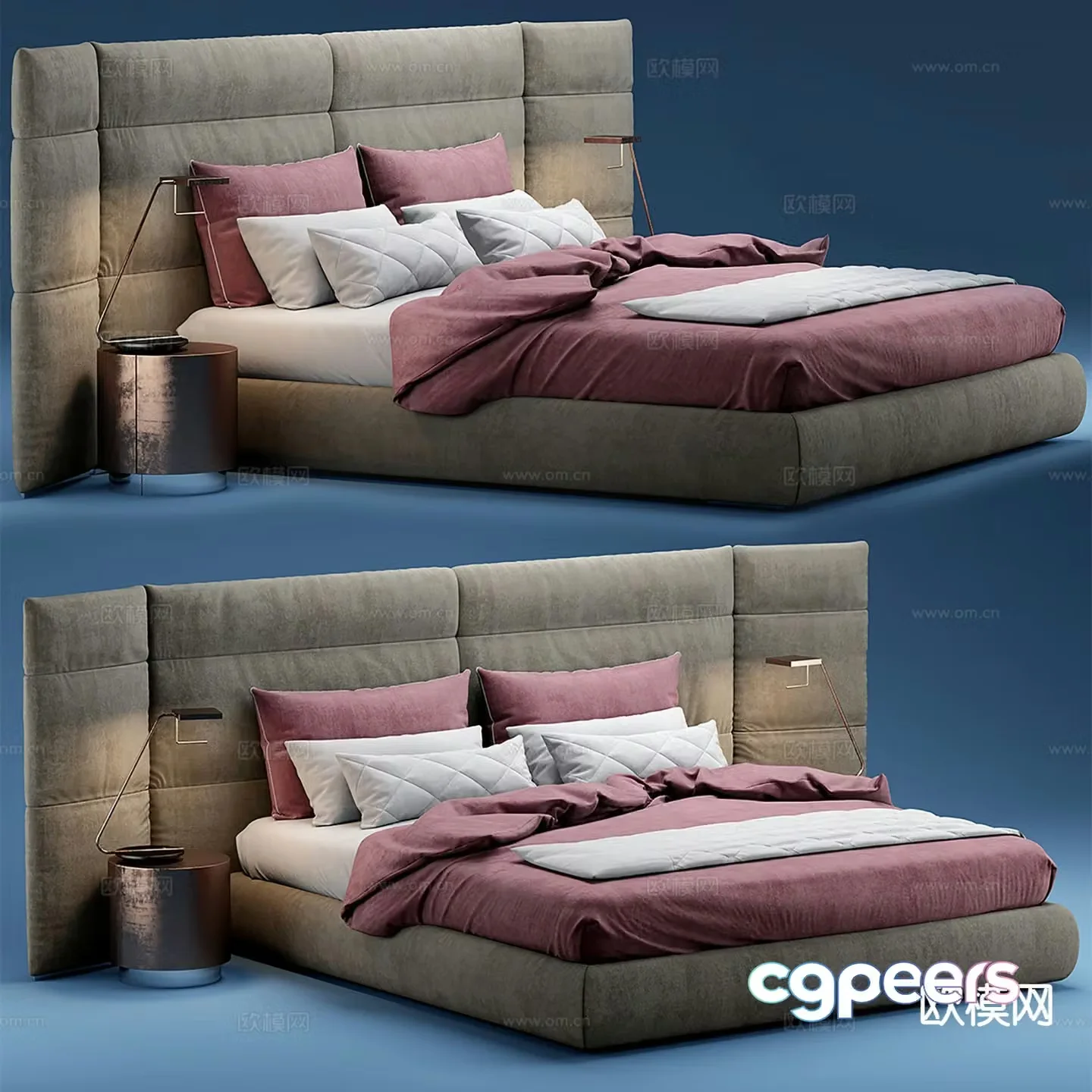 Italian double bed 3d model