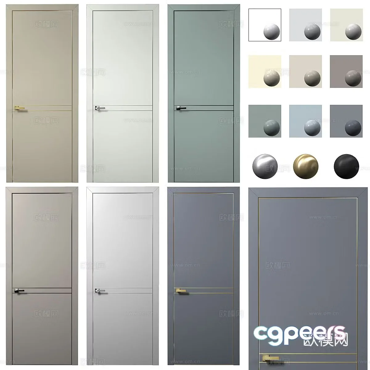Modern door bedroom door single door 3d model