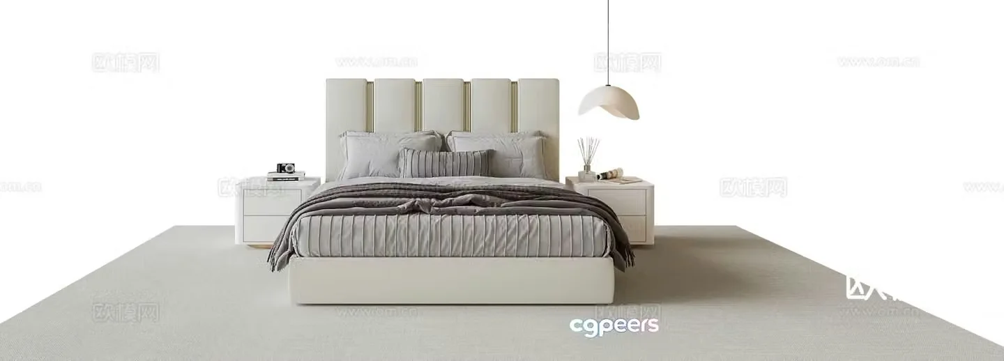 Modern double bed 3d model
