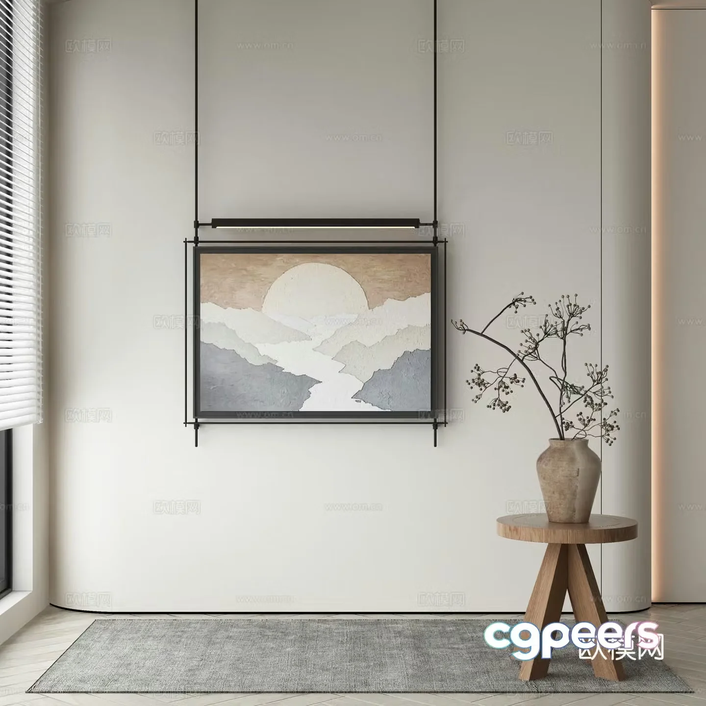 Modern Wasabi abstract painting 3d model