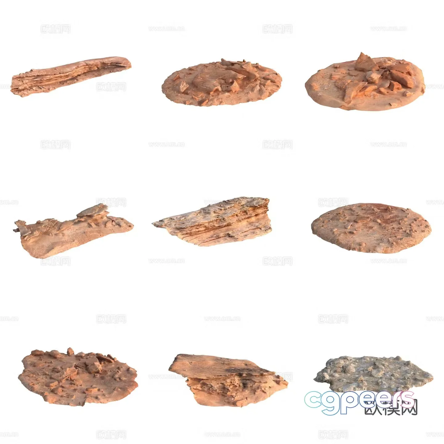 Sandstone stone pile stone wall 3d model