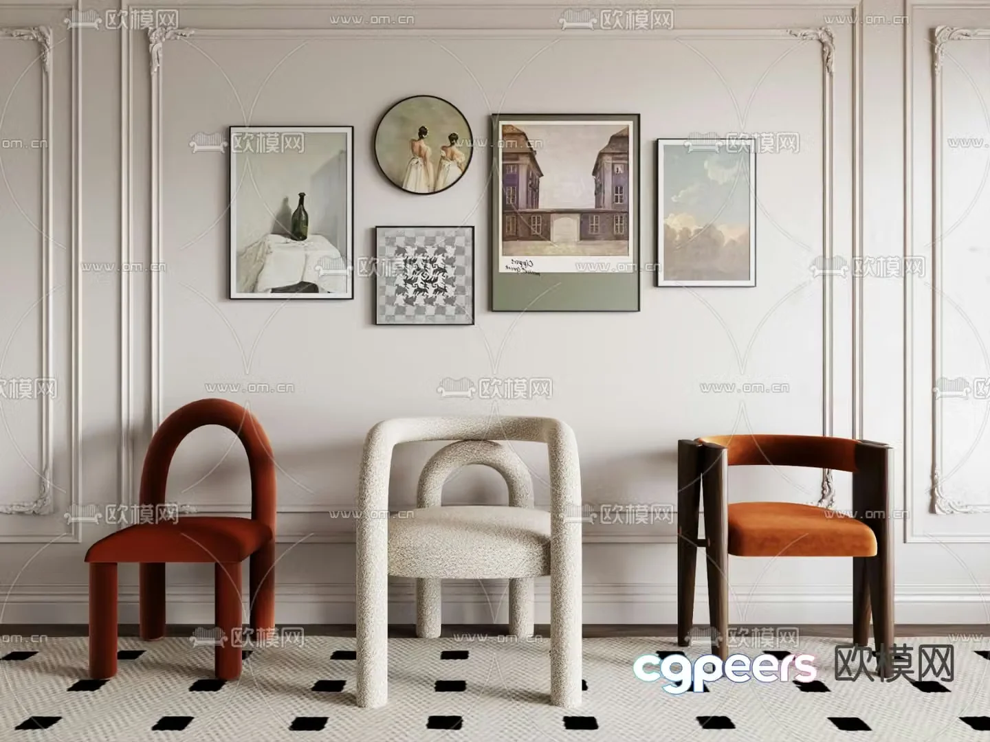 Creative chair dining chair 3d model