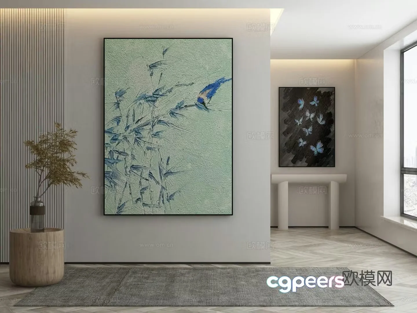 New Chinese texture painting decorative painting 3D model