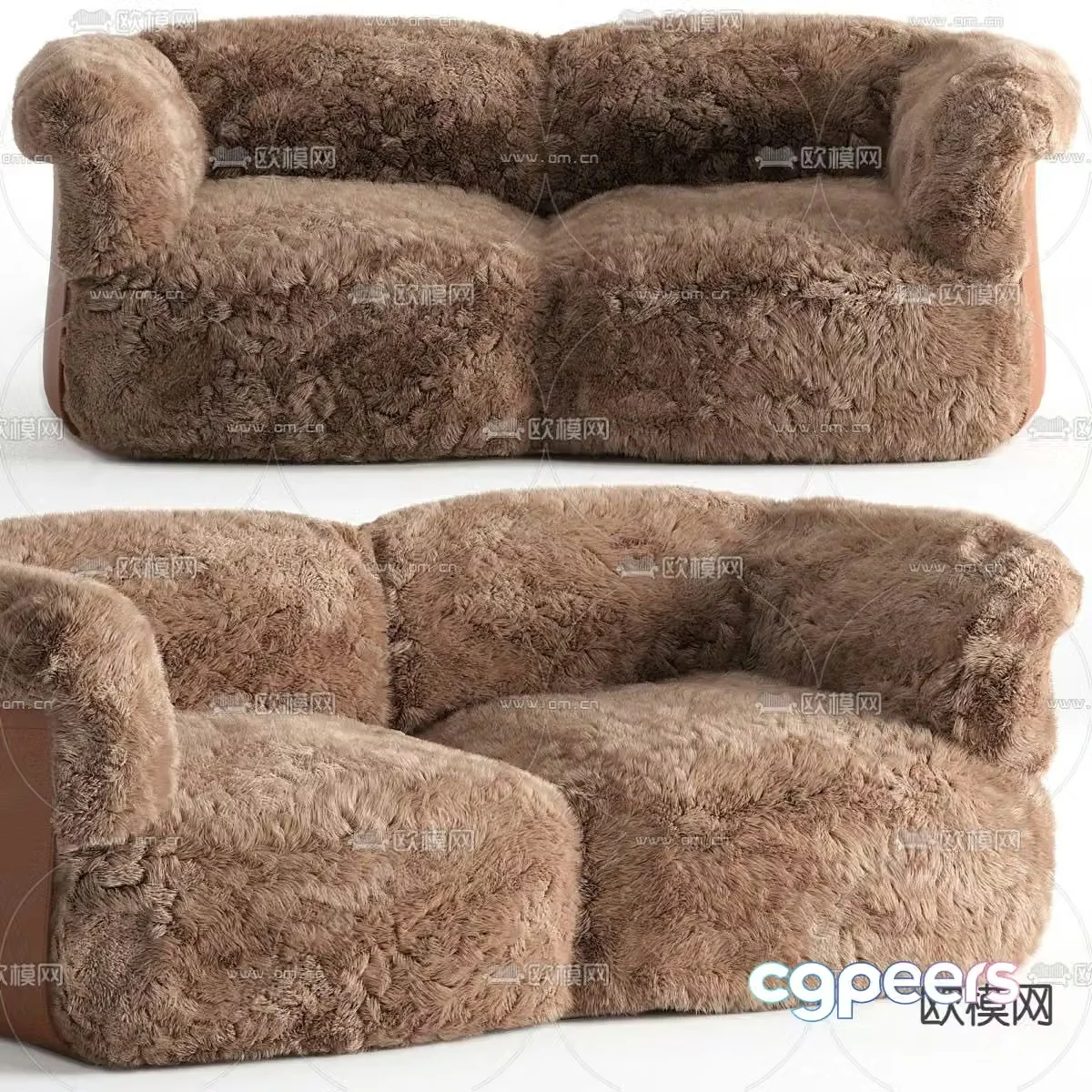 Fendi modern plush double sofa plush sofa 3d model