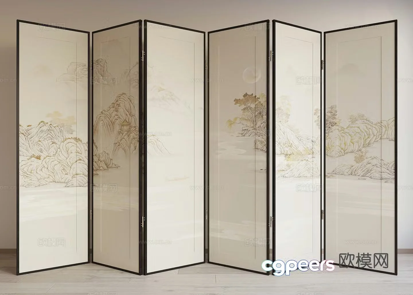 New Chinese style folding screen 3d model