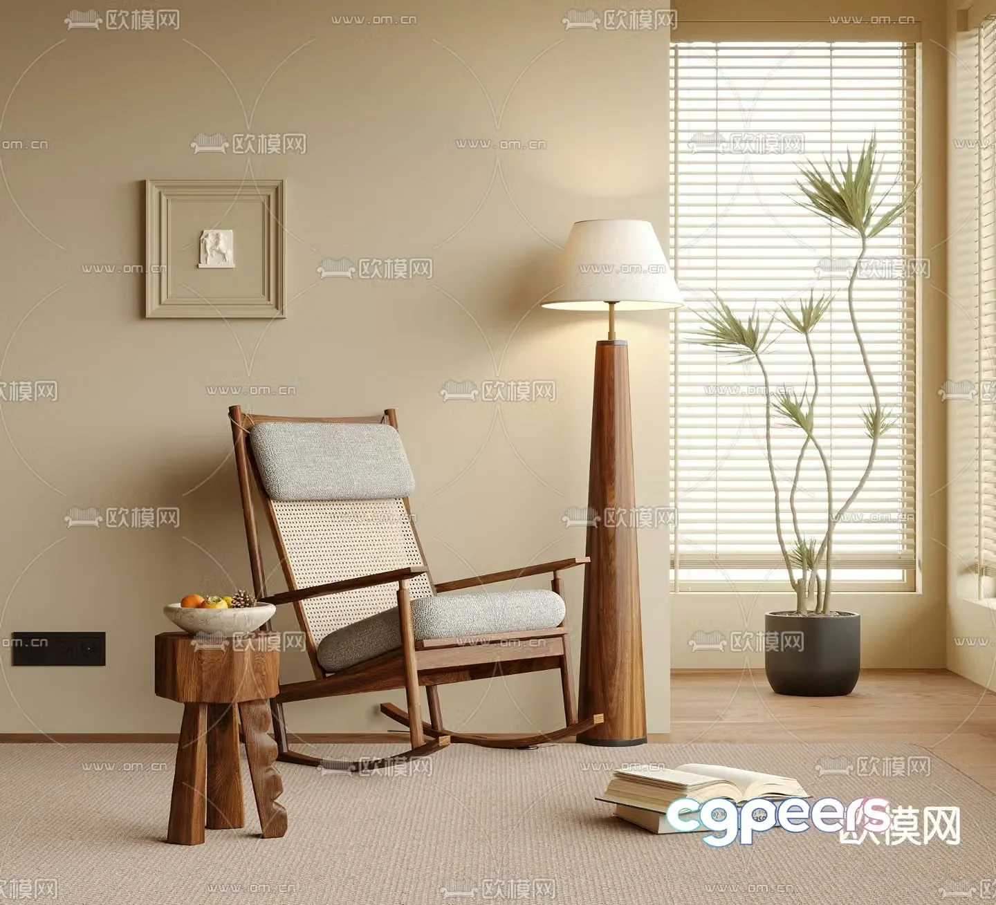 Medieval style outdoor chair rocking chair balcony chair 3d model