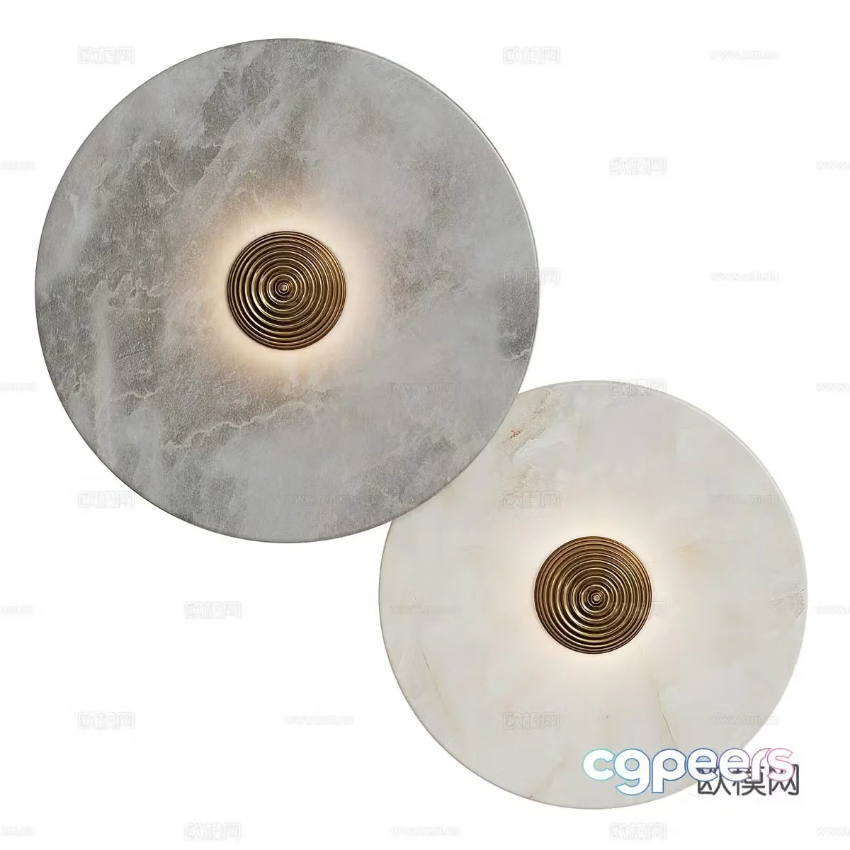 New Chinese style light luxury round wall light 3D model