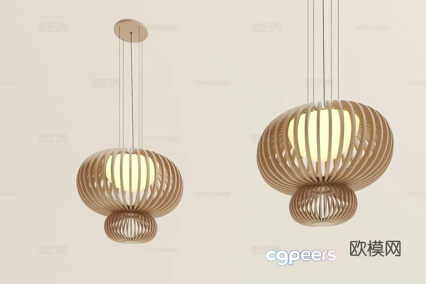 New Chinese style chandelier wooden grille chandelier 3d model
