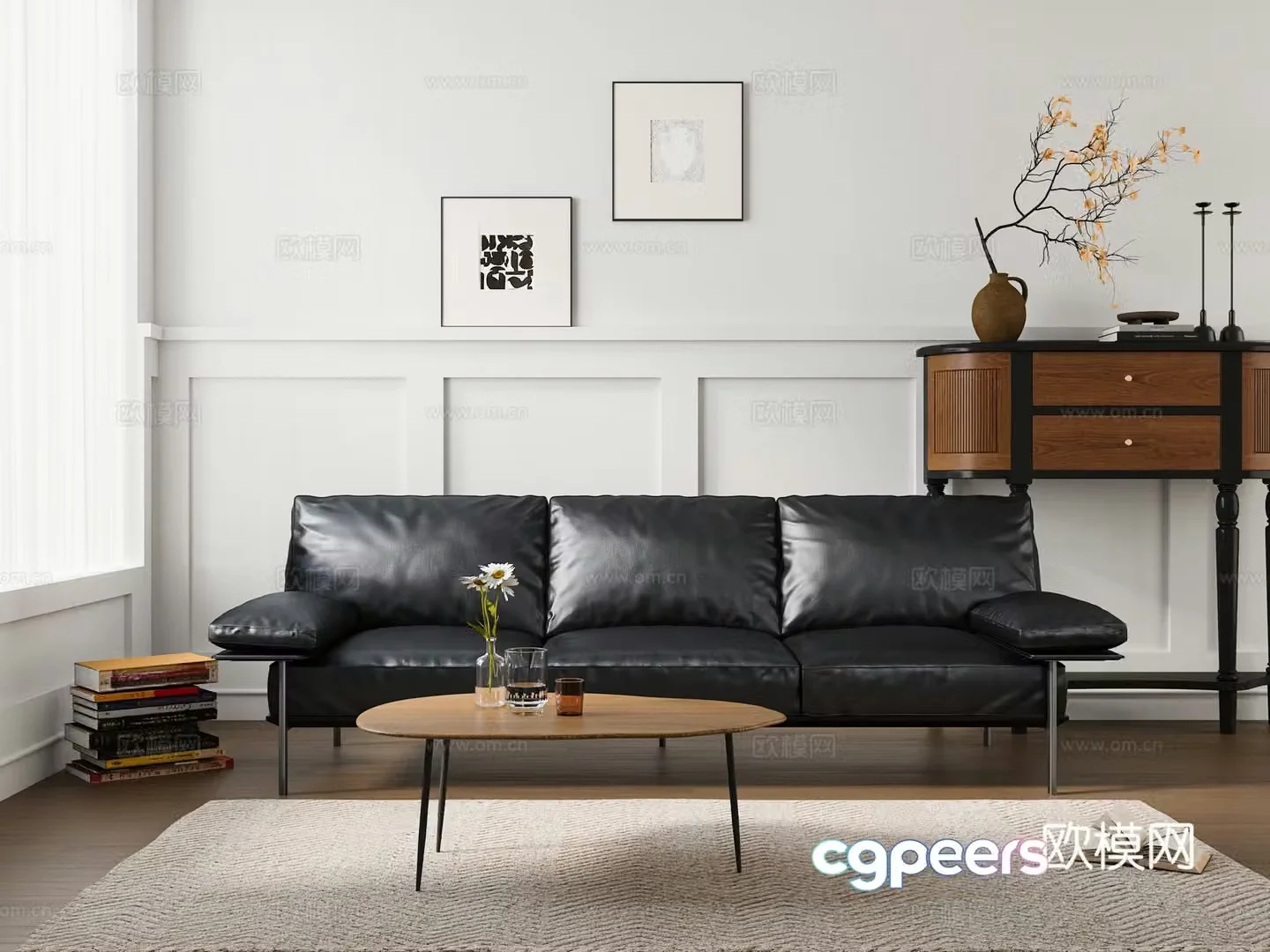 Modern living room direct sofa multi-person sofa coffee table sofa 3d model