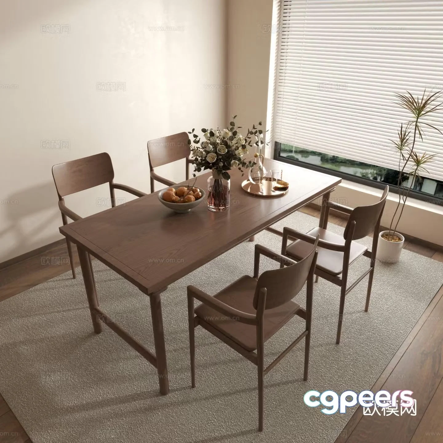 Middle style dining table Wasabi Dining table Dining table Chair 3D model