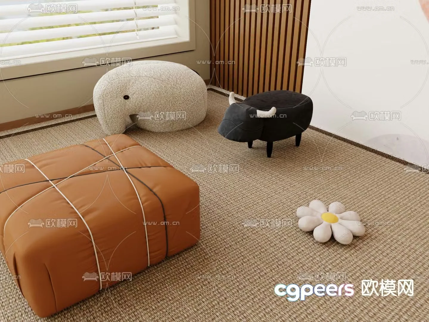 Animal stool sofa stool sofa cushion footrest 3d model